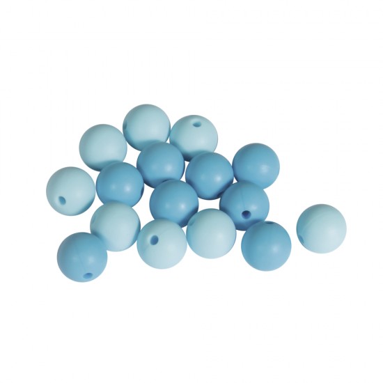 Margele de silicon, 12mm ?, albastru deschis shades, tab-bag 16pcs