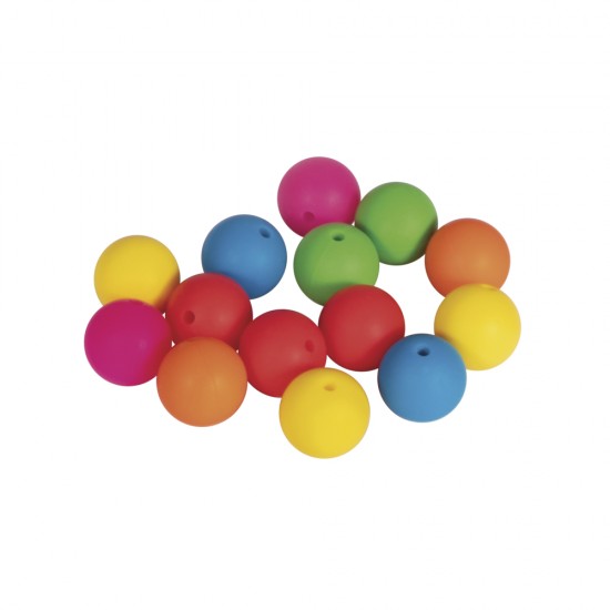 Margele de silicon, 15mm ?, coloured, tab-bag 14pcs