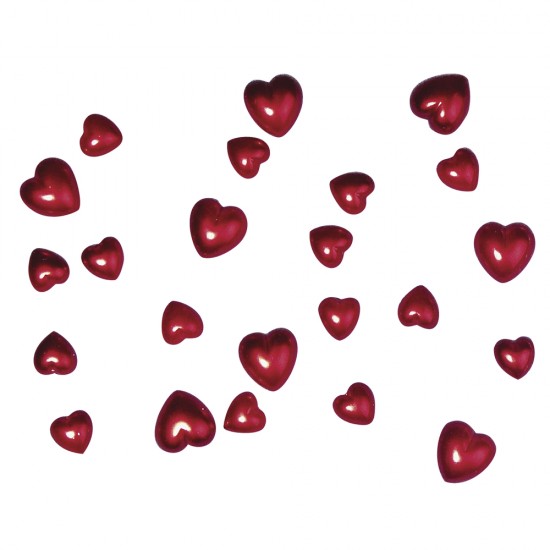 Set decorativ Rayher inima plastic 2 marimi 8x1.5 cm, 16x1cm 24 piese rosu