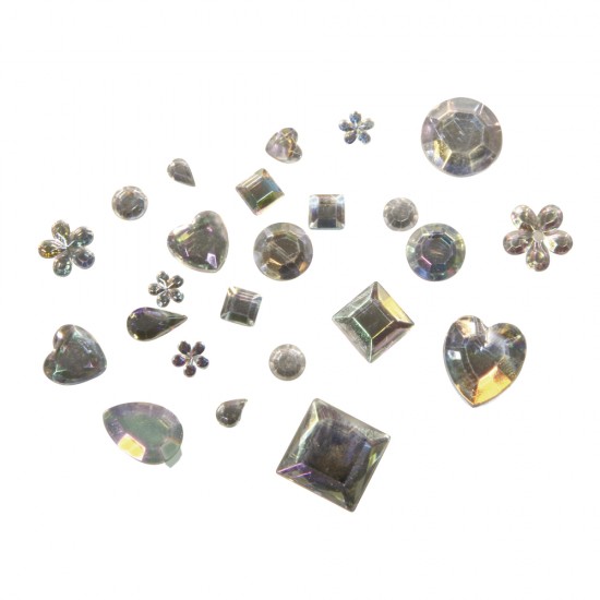 Paiete acrilice, diff.shapes, crystal iridescent, 5-14mm, tab-blisterbox
