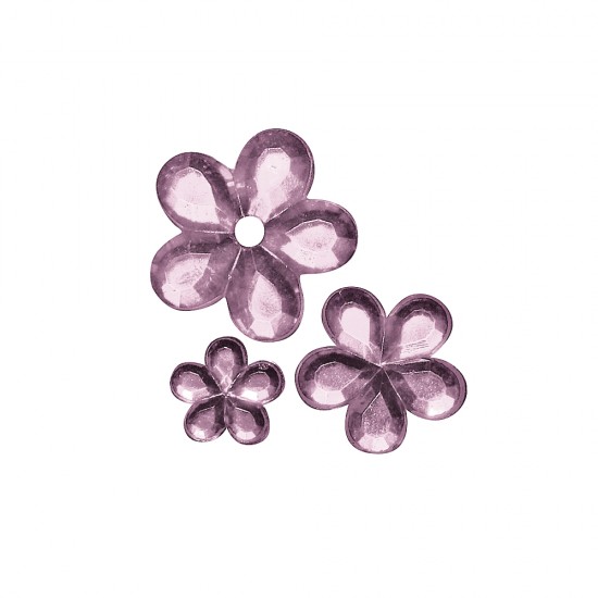 Flori de stras acrilice pale-roz, 5,8,10mm, t-bag 310 pcs.