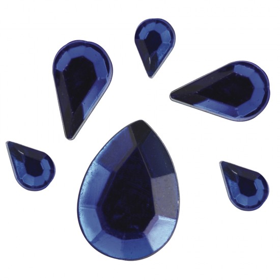 Picaturi de stras acrilice, albastru inchis, 6,10,14mm, t-bag 310 pcs.