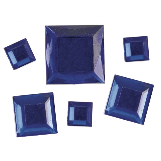Patrate de stras acrilice, albastru inchis, 6,10,14mm, t-bag 310 pcs.