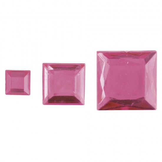 Patrate de stras acrilice, pale-roz, 6,10,14mm, t-bag 310 pcs.