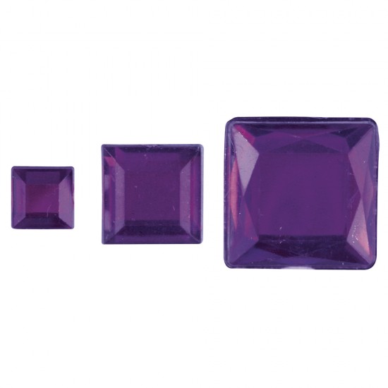 Patrate de stras acrilice, purple, 6,10,14mm, t-bag 310 pcs.