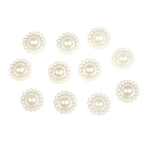 Set decorativ Rayher, ornamente din plastic, culoare crem, diametru 8 mm, 40/set