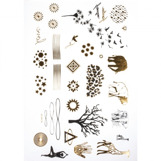 Stickere tatoo, display Jewellery, auriu, argintiu, negru, 14x21cm 