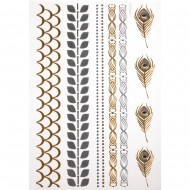 Stickere tatoo, display Jewellery, auriu, argintiu, negru, 14x21cm 