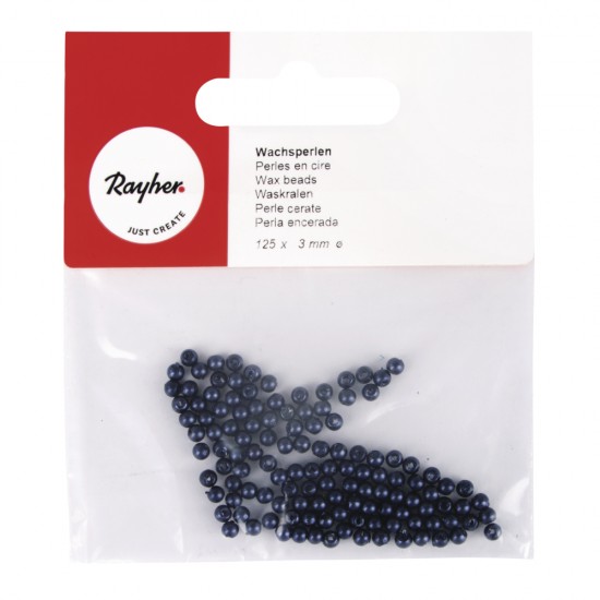 Margele cerate, 3mm o, albastru inchis, 125 pcs., t-bag