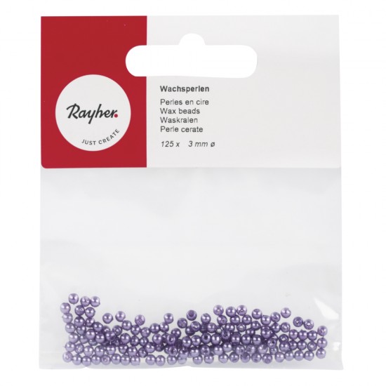 Margele cerate, 3mm o, purple, 125 pcs., t-bag