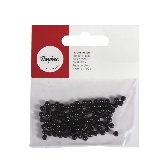 Margele cerate, 4mm o, negru, 100 pcs., t-bag