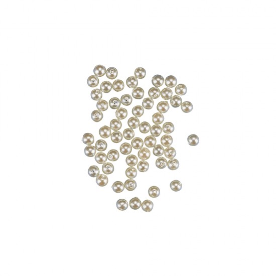 Margele cerate, 4mm o, cream, 75 pcs., t-bag