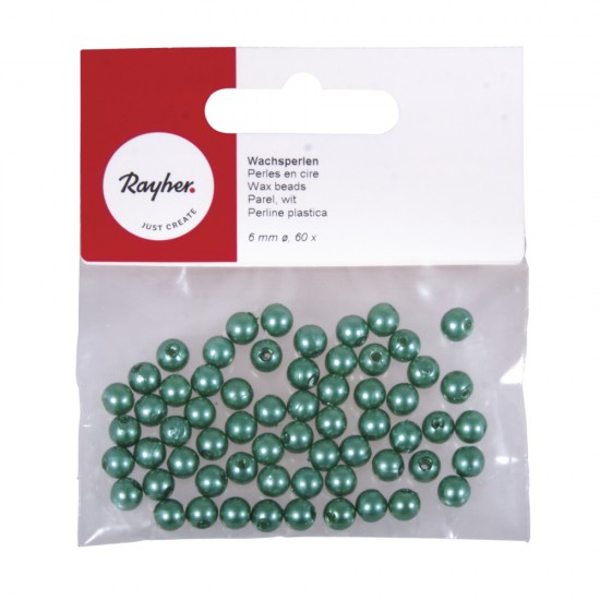 Margele cerate, 6mm o, green, 60 pcs., t-bag