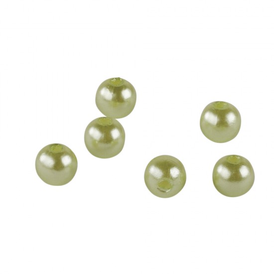 Margele cerate, 6mm o, may-green, 60pcs, t-bag