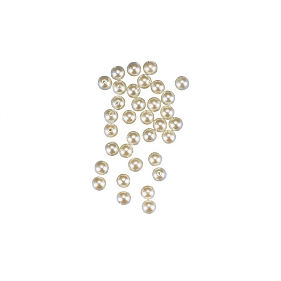 Margele cerate, 6mm o, cream, 45 pcs., t-bag