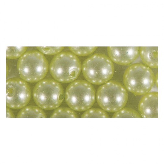 Margele cerate, 8mm o, may-green, 32pcs, t-bag