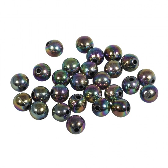 Margele cerate, 8mm o, iris negru, 25pcs., t-bag