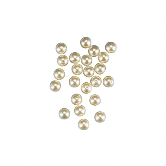 Margele cerate, 8mm o, cream, 25pcs., t-bag