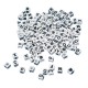 Margele plastic albe, cubice, cu litere, 5x5 mm, 40 g