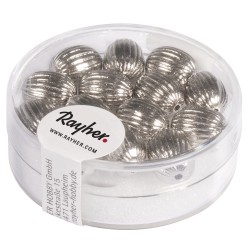 Grooved beads, olive, 8x10 mm, argintiu, box 14 pcs. Grooved beads, olive, 8x10 mm, argintiu, box 14 pcs.