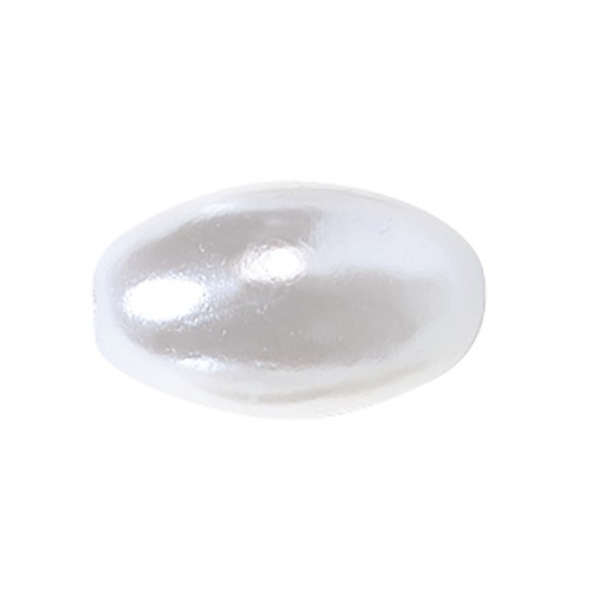 Margele in forma de maslina cerate, 6x10 mm, alb, box 35 pcs.