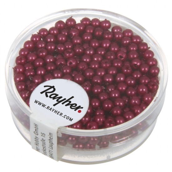 Margele in forma de maslina cerate, 3 mm o, wine-rosu, box 360 pcs.