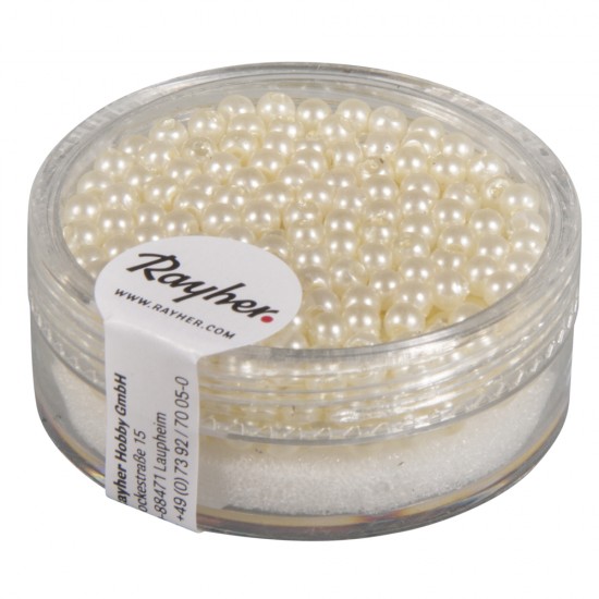 Margele in forma de maslina cerate, 3 mm o, cream, box 360 pcs.