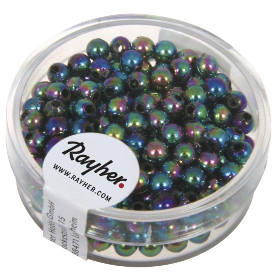 Margele in forma de maslina cerate, 4 mm o, negru-iris, box 240 pcs.