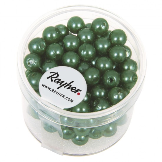 Margele in forma de maslina cerate, 6 mm o, green, box 135 pcs.