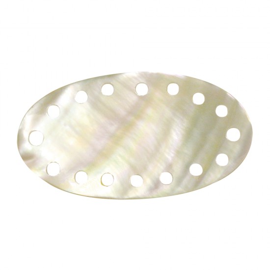 Pearly jewellery element oval with holes, alb, 47x25 mm, loose