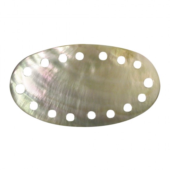 Pearly jewellery element oval with holes, nacre, 47x25 mm, loose