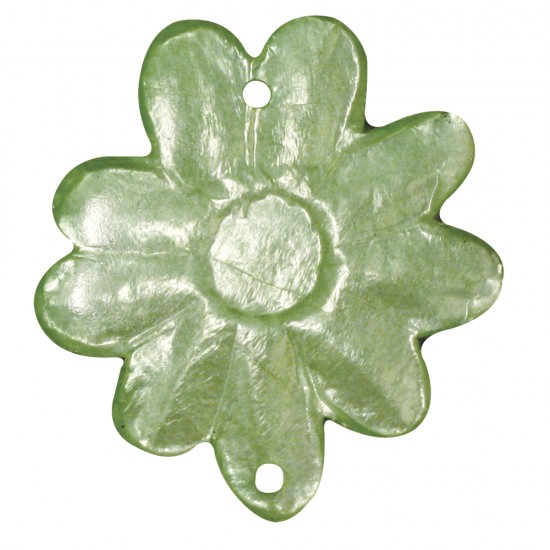 Pearly jewellery element flower, mint green, 42 mm, loose