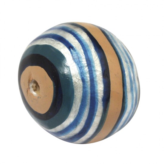 Capiz ball, hand painted, stripes, 2 cm o