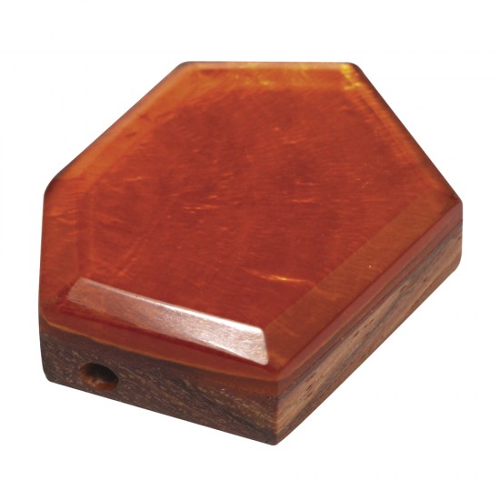 Element  din lemn perlat, pentagon, rosu cardinal, 2,5 cm