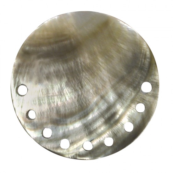 Pearly jewellery element disc with holes, nacre, 40 mm, loose