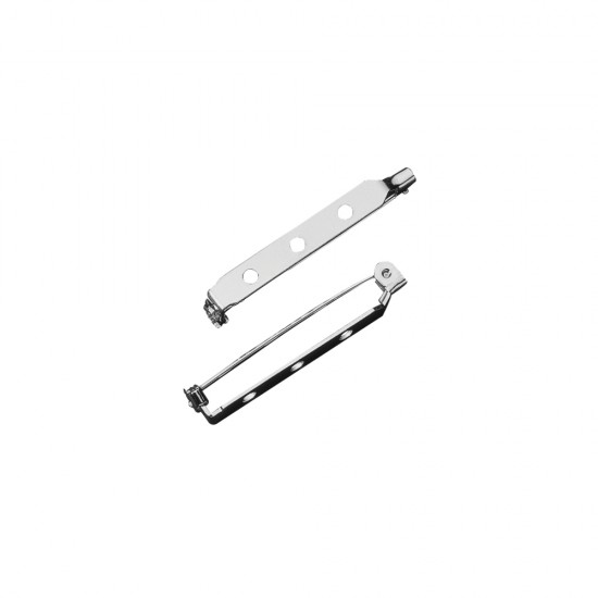 Brooch pin with side-bar, platinum, 25mm, safety catch