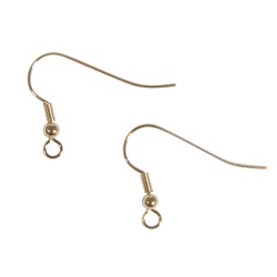 Ear hooks, 20 mm, gold, loose Ear hooks, 20 mm, gold, loose