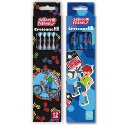 Set 12 creioane HB Baieti, ascutite si cu radiera Set 12 creioane HB Baieti, ascutite si cu radiera