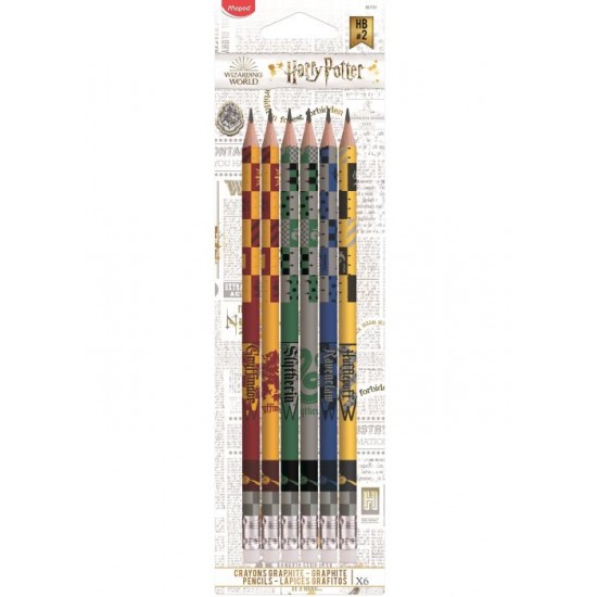 Creion cu guma, HB, 6buc/cutie, Harry Potter Maped 851701