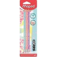 Creion cu guma, HB, 3buc/blister, Black Peps Pastel Maped