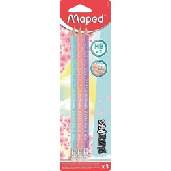 Creion cu guma, HB, 3buc/blister, Black Peps Pastel Maped Creion cu guma, HB, 3buc/blister, Black Peps Pastel Maped