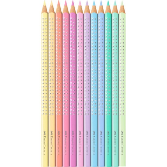 Creioane colorate pastel Sparkle FABER-CASTELL , 12/set, cutie metalica