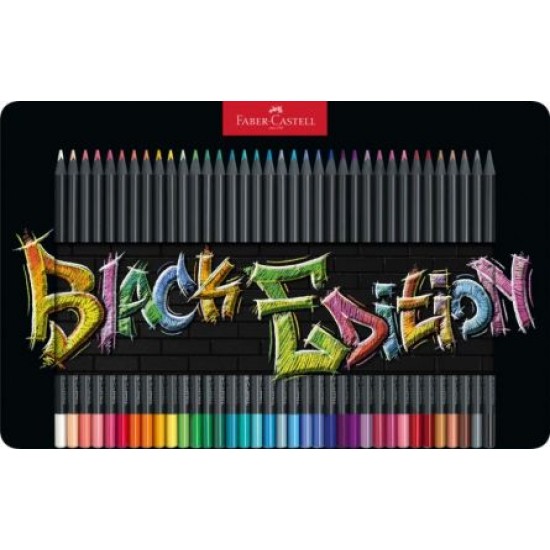 Creioane colorate 36culori/set, Black Edition Faber-Castell, in cutie metalica