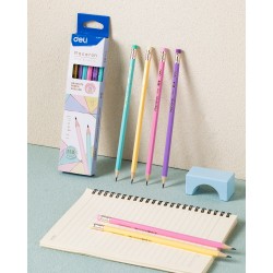 Creion grafit HB cu guma, Macaron, 12/ set Creion grafit HB cu guma, Macaron, 12/ set