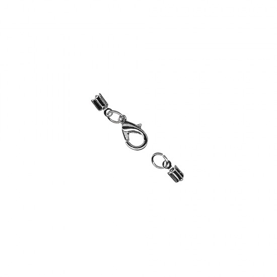 Jewellery clasp assembled, argintiu, f. 2mm ribbons, loose