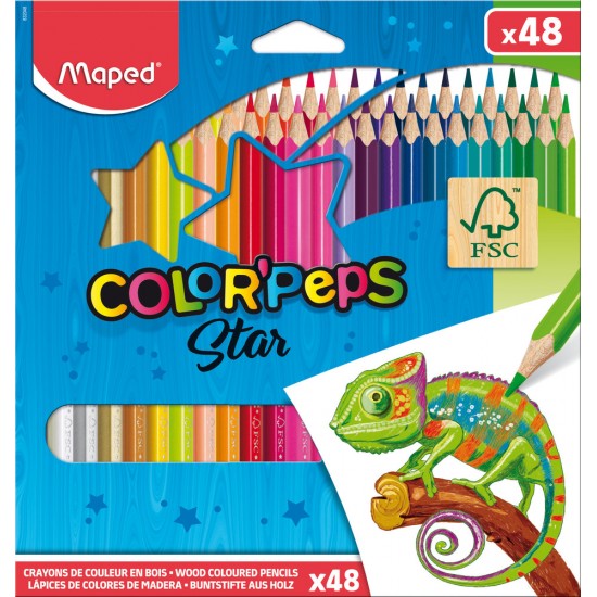 Creioane colorate 48culori/set, Color Peps Star Maped (FSC)