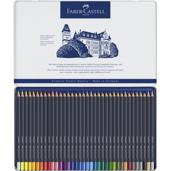 Creioane colorate Goldfaber 36 culori , Faber-Castell, in cutie metalica