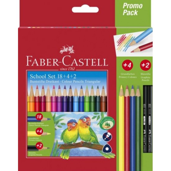 Creioane colorate trunghiulare 18+4+2 PROMO FABER-CASTELL
