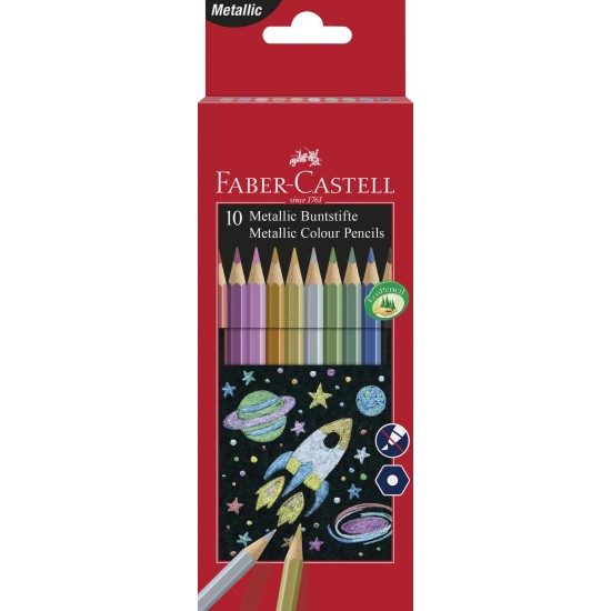 Creioane colorate metalice, 10 culori/set, Faber - Castell