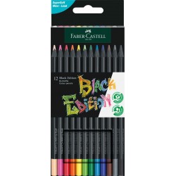 Creioane colorate 12 culori BLACK EDITION FABER-CASTELL Creioane colorate 12 culori BLACK EDITION FABER-CASTELL